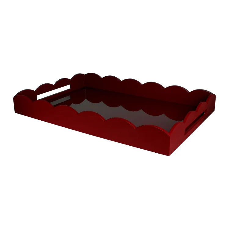 Cherry Large Lacquered Scallop Ottoman Tray