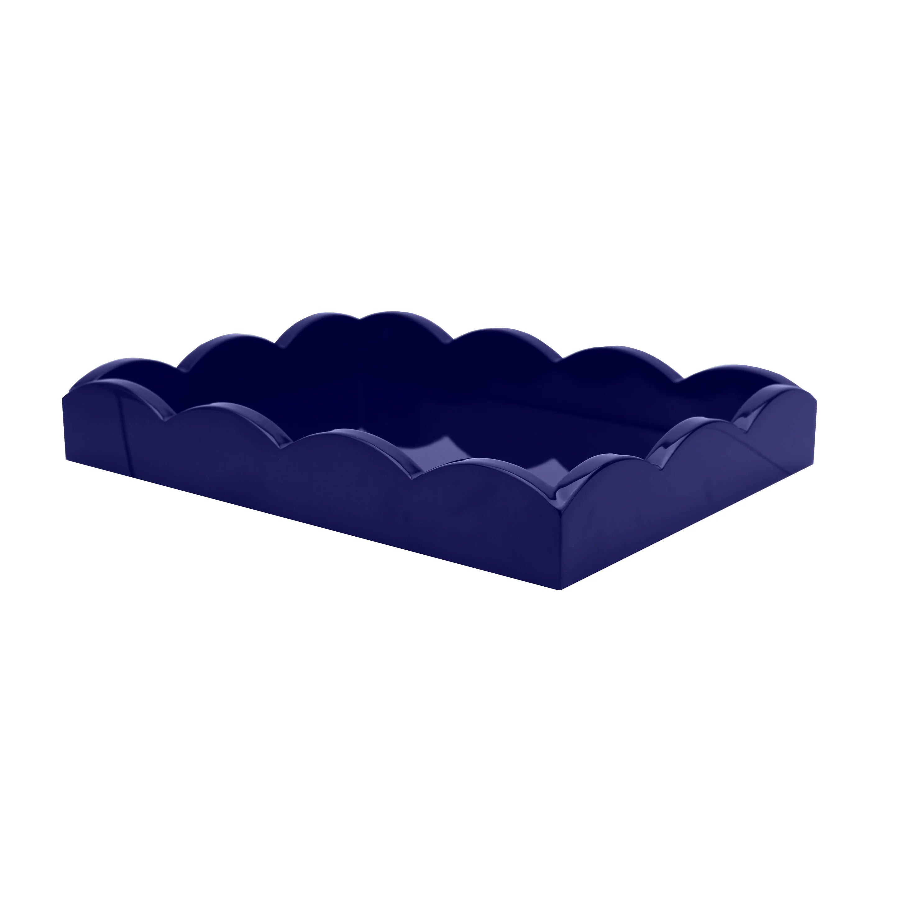 Small Rectangular Navy Scalloped Tray