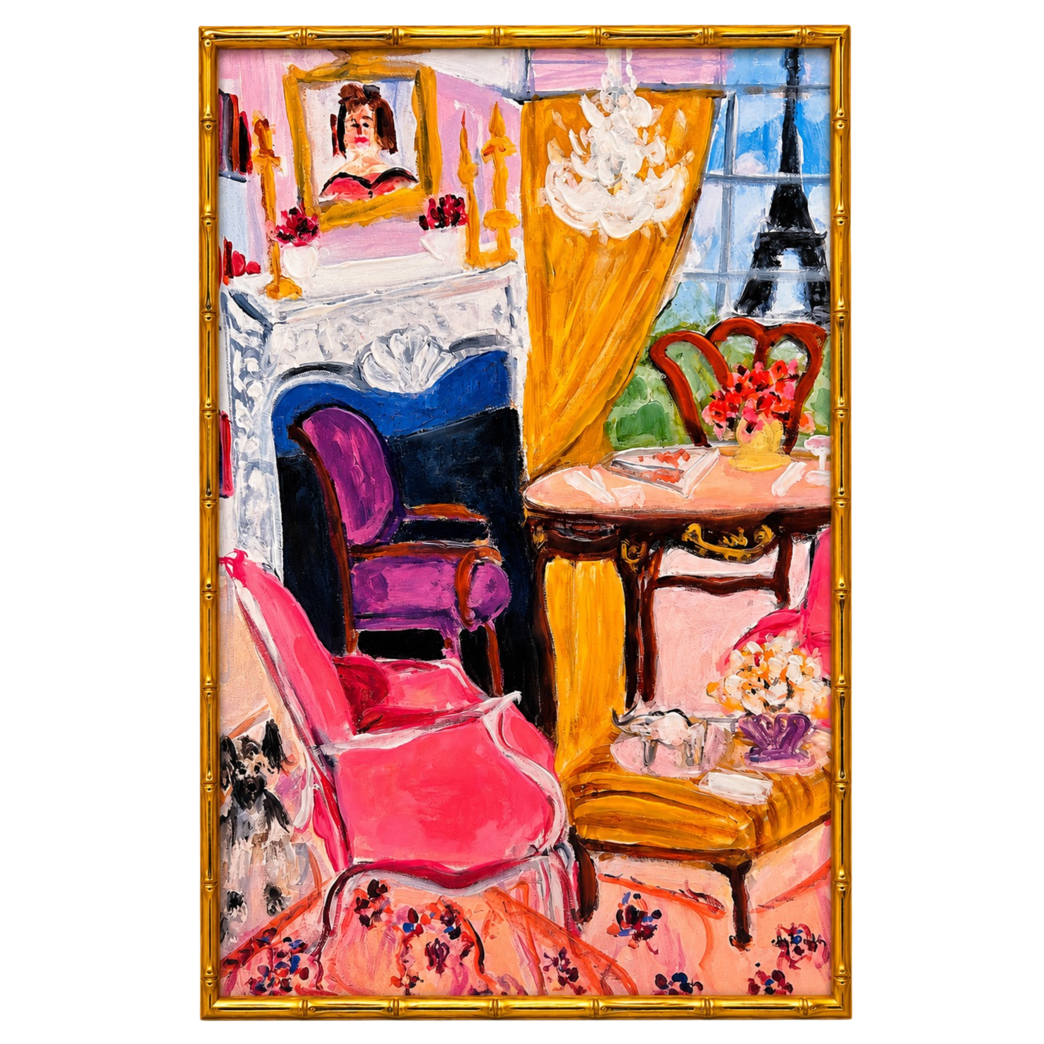 The Parlor in Bloom in Gold Bamboo Frame