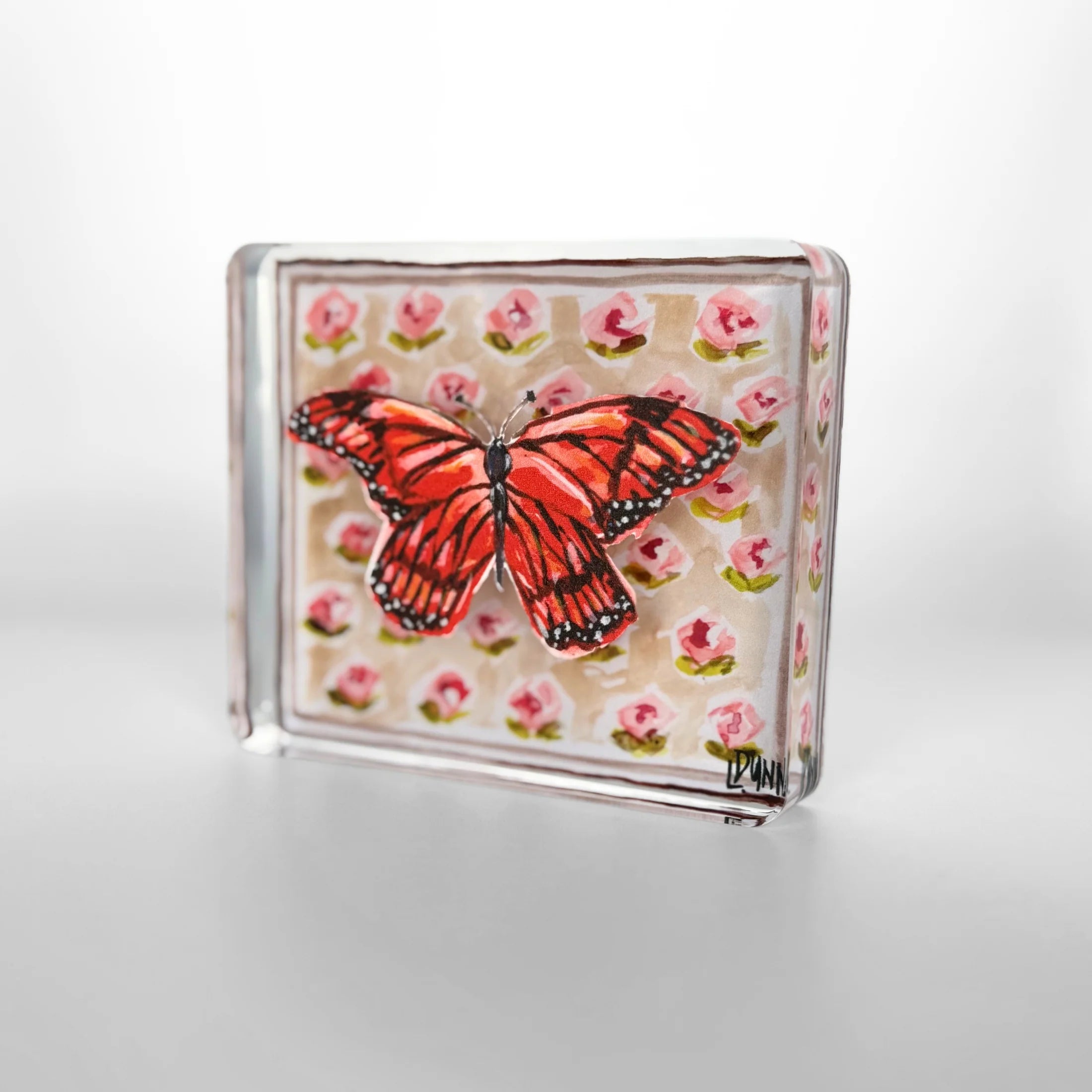 Monarch Butterfly on Peach Block