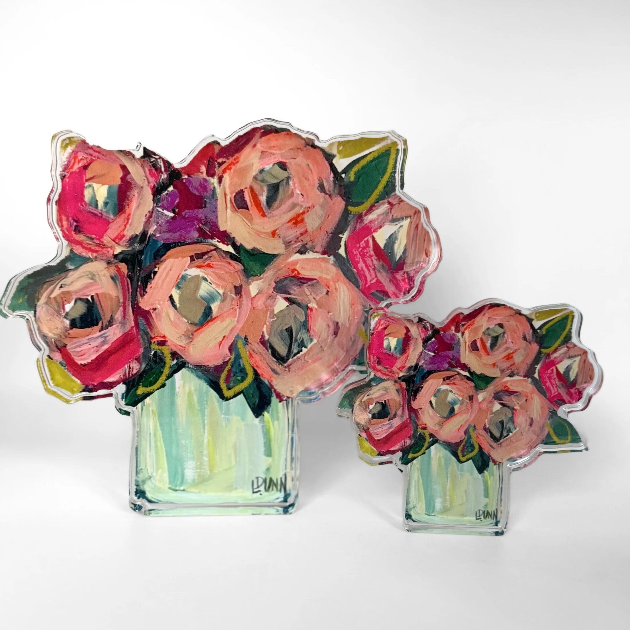Blush and Blue Acrylic Floral - Bitty