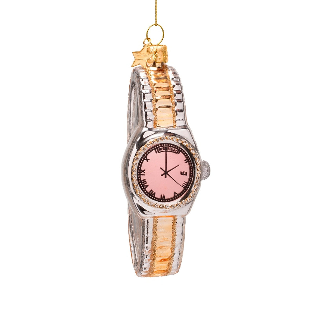 Silver/Gold Watch with Pink Ornament