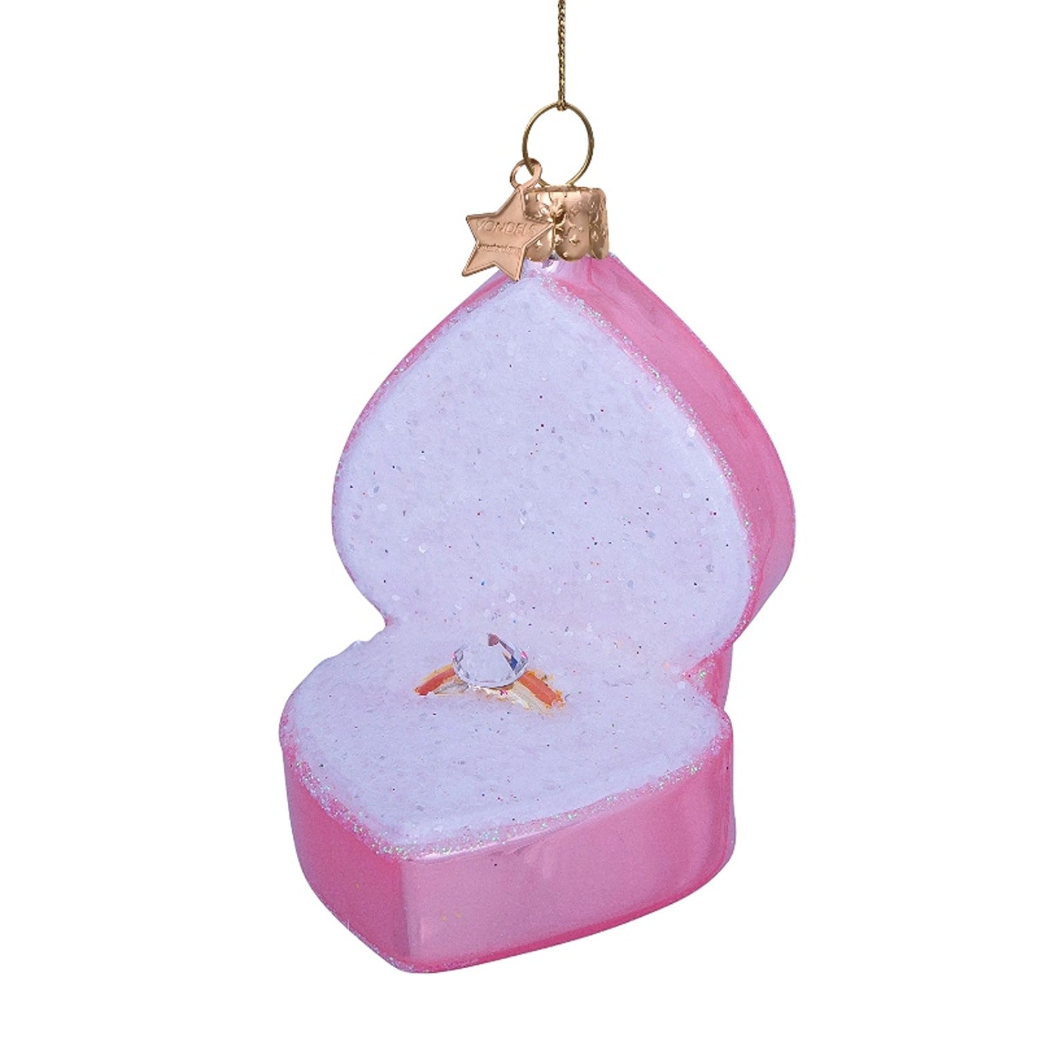 Soft Pink Heart Box with Wedding Ring Ornament