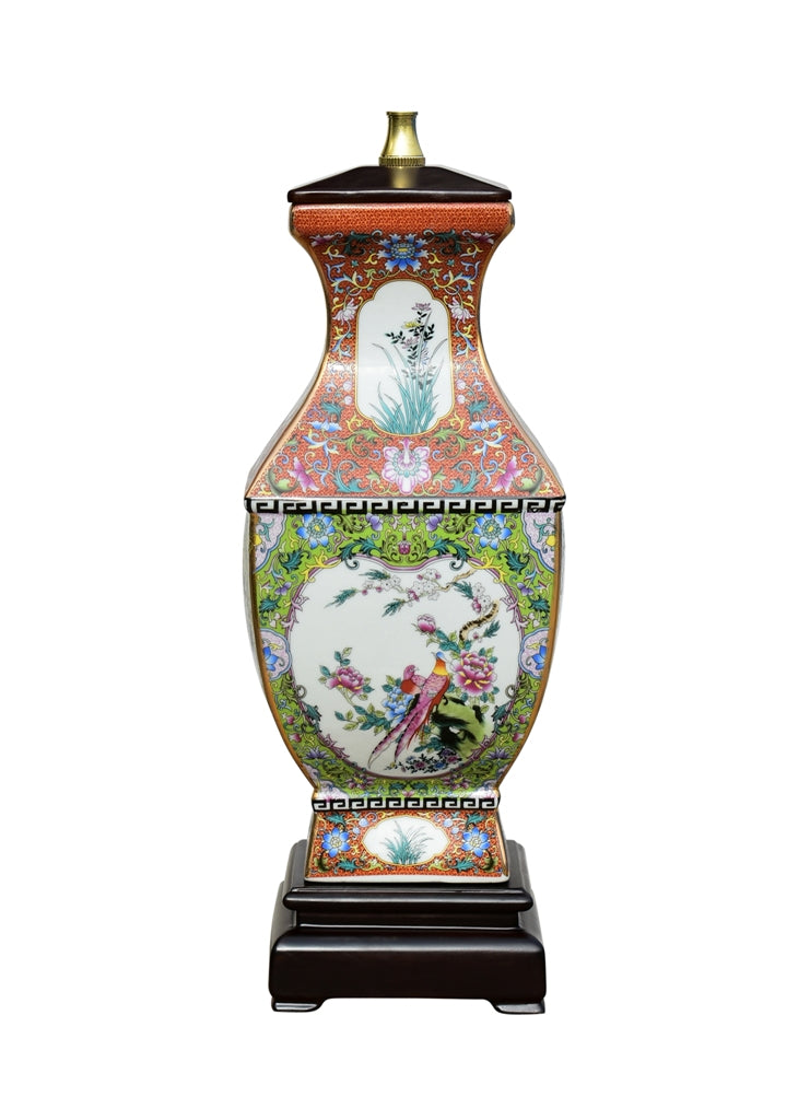 Verdant Medallion Porcelain Lamp
