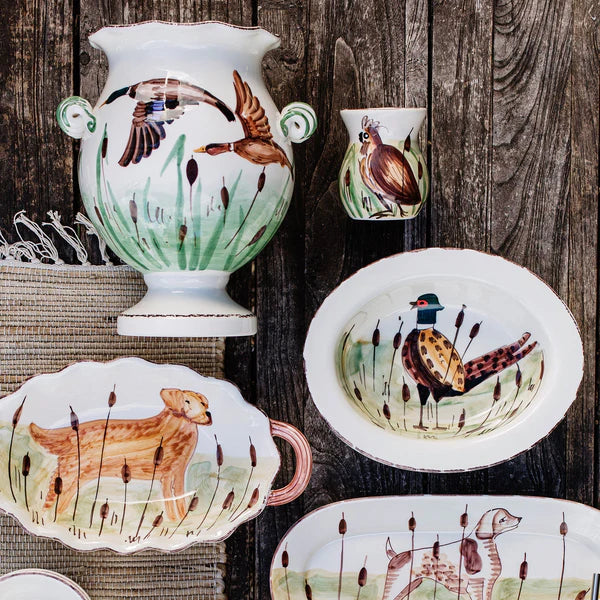 Wildlife Pheasant Small Rimmed Oval Bowl