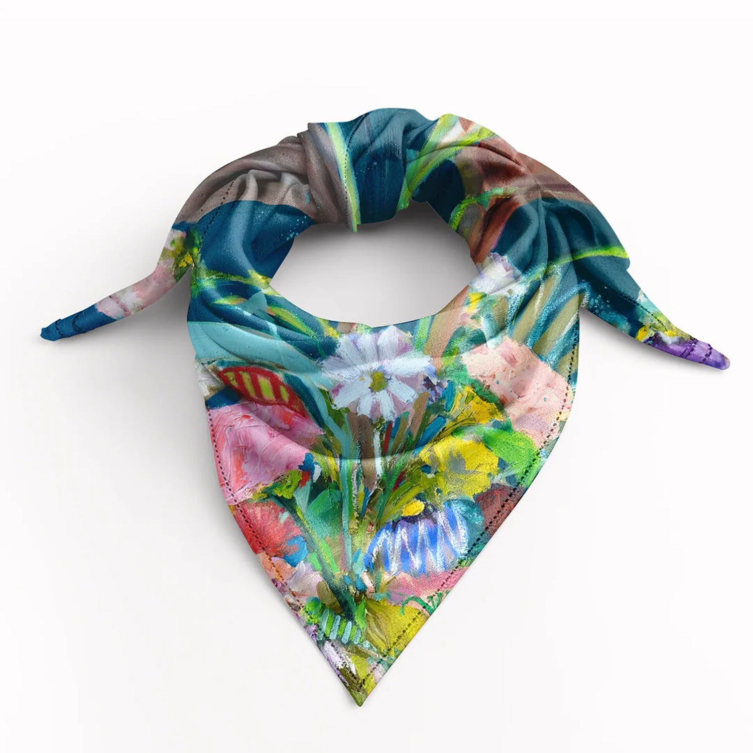 Flowers in a Blue Room Silk Scarf
