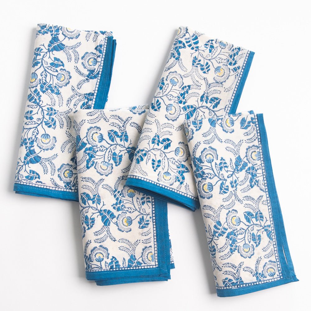 Gardenia Vine Azure Napkin | Set Of 4