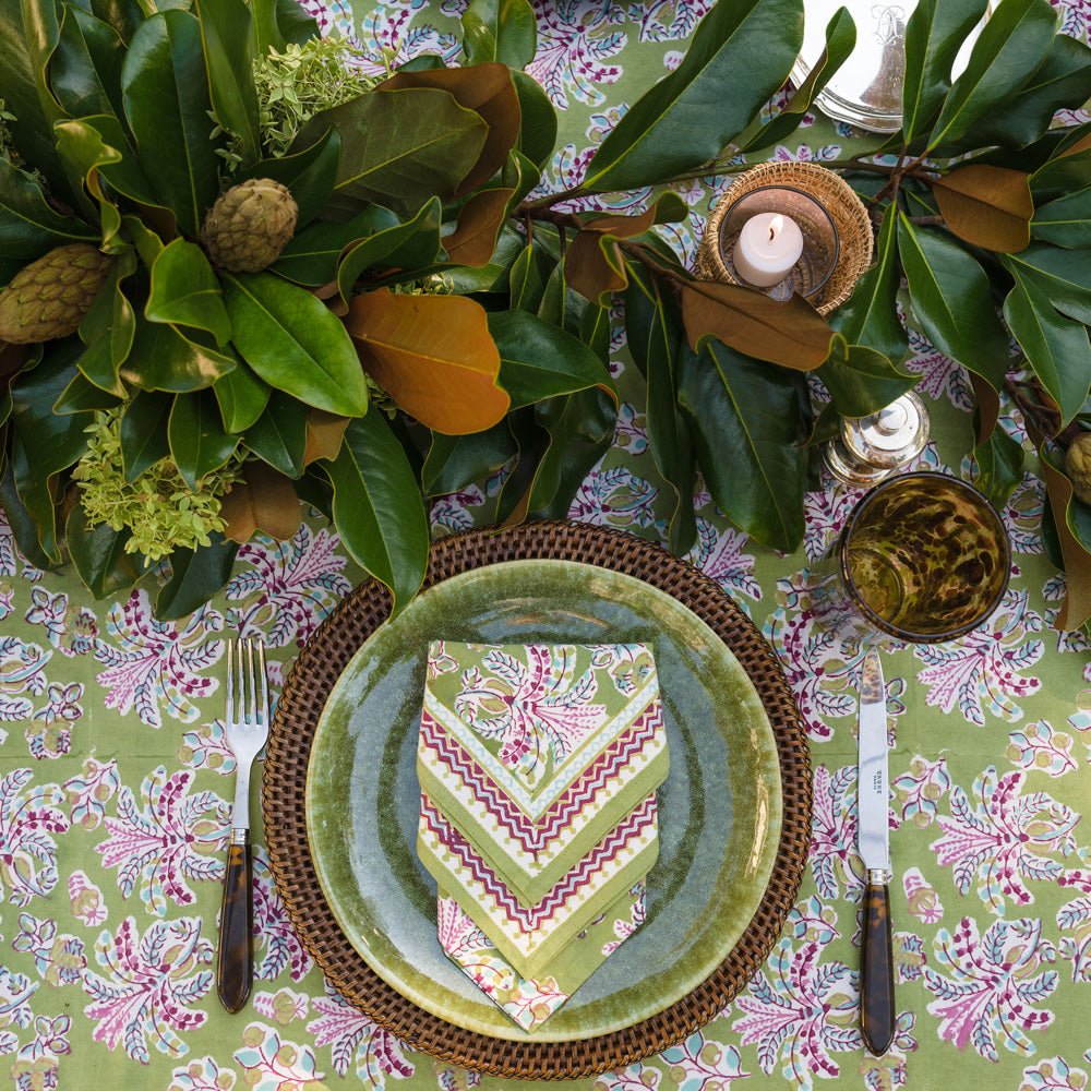 Grecian Palm Fern and Magenta Napkins - Set of 4