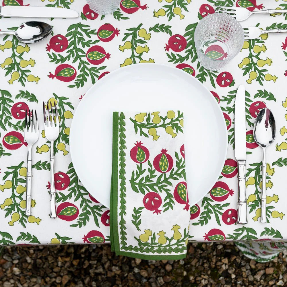 Pom Bells Basil & Magenta Napkins | Set of 4