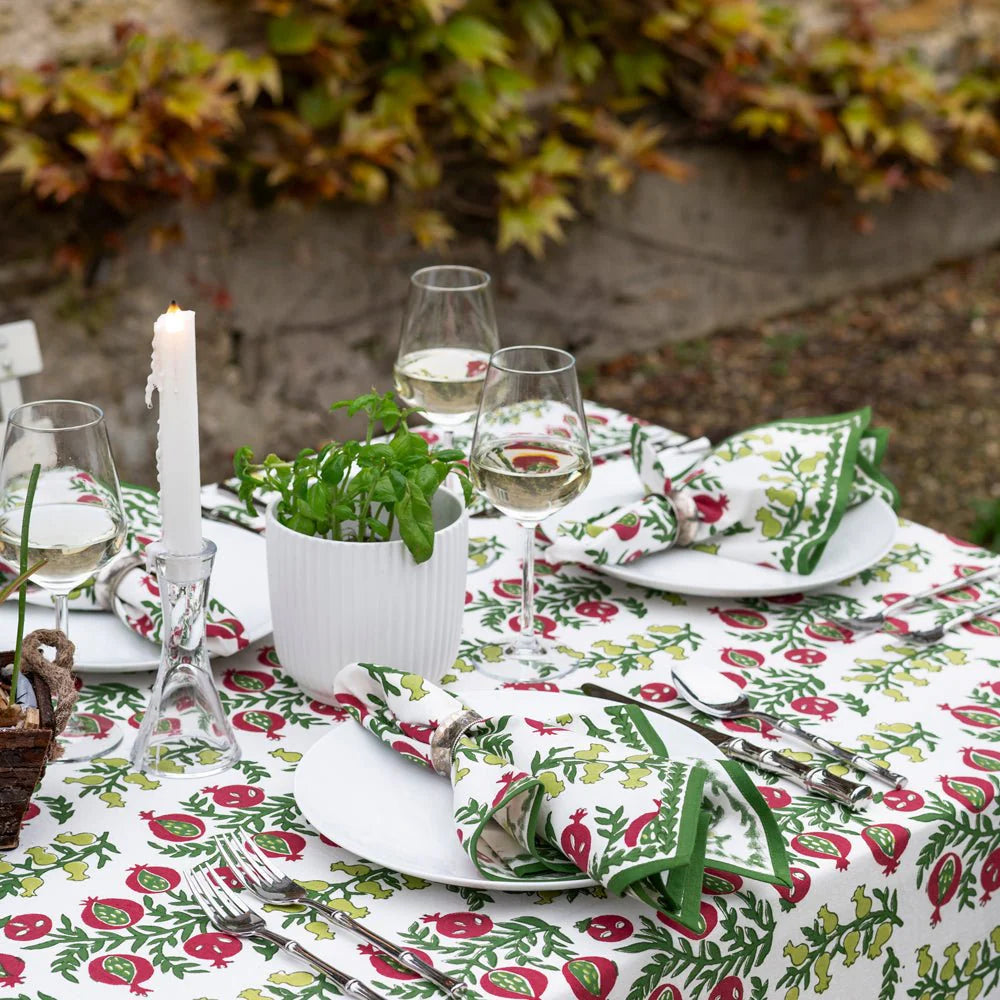 Pom Bells Basil & Magenta Napkins | Set of 4