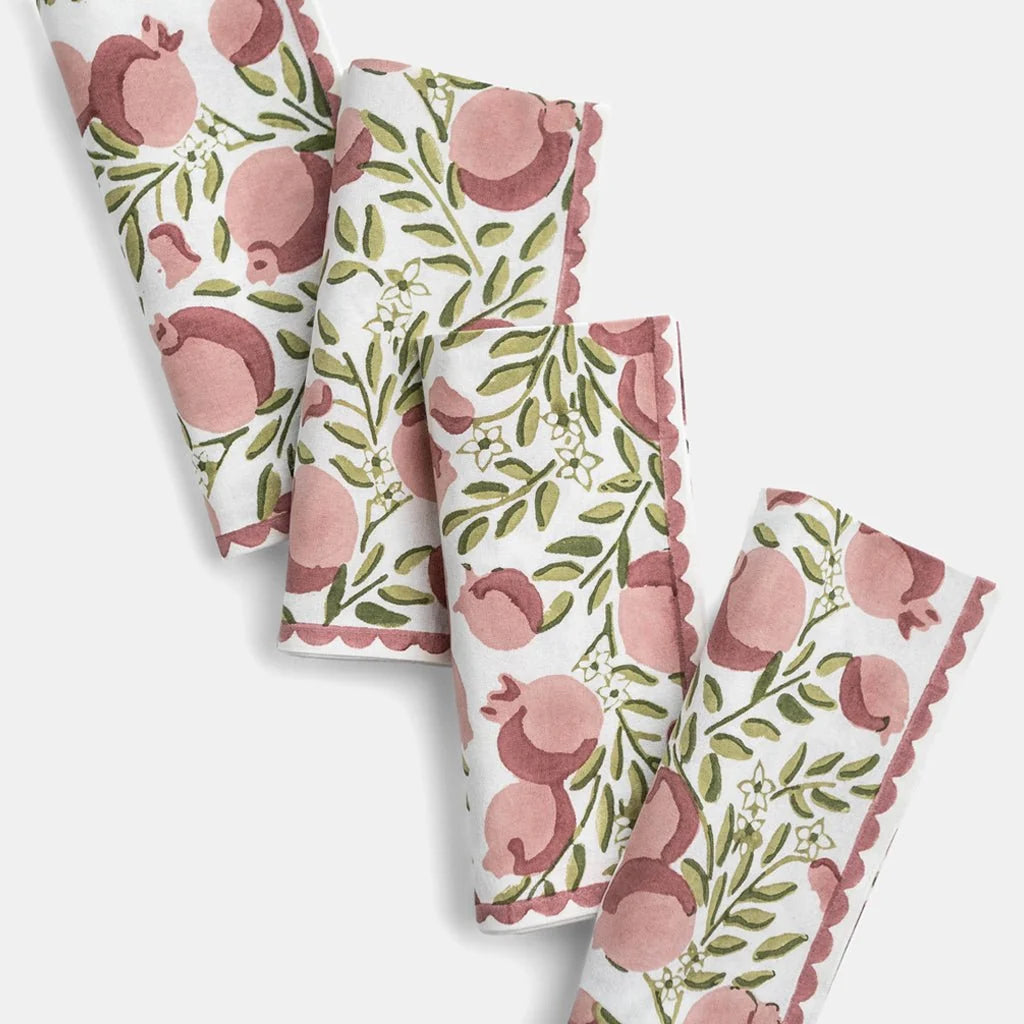 Pomegranate Vine Moss & Mauve Napkins | Set of 4