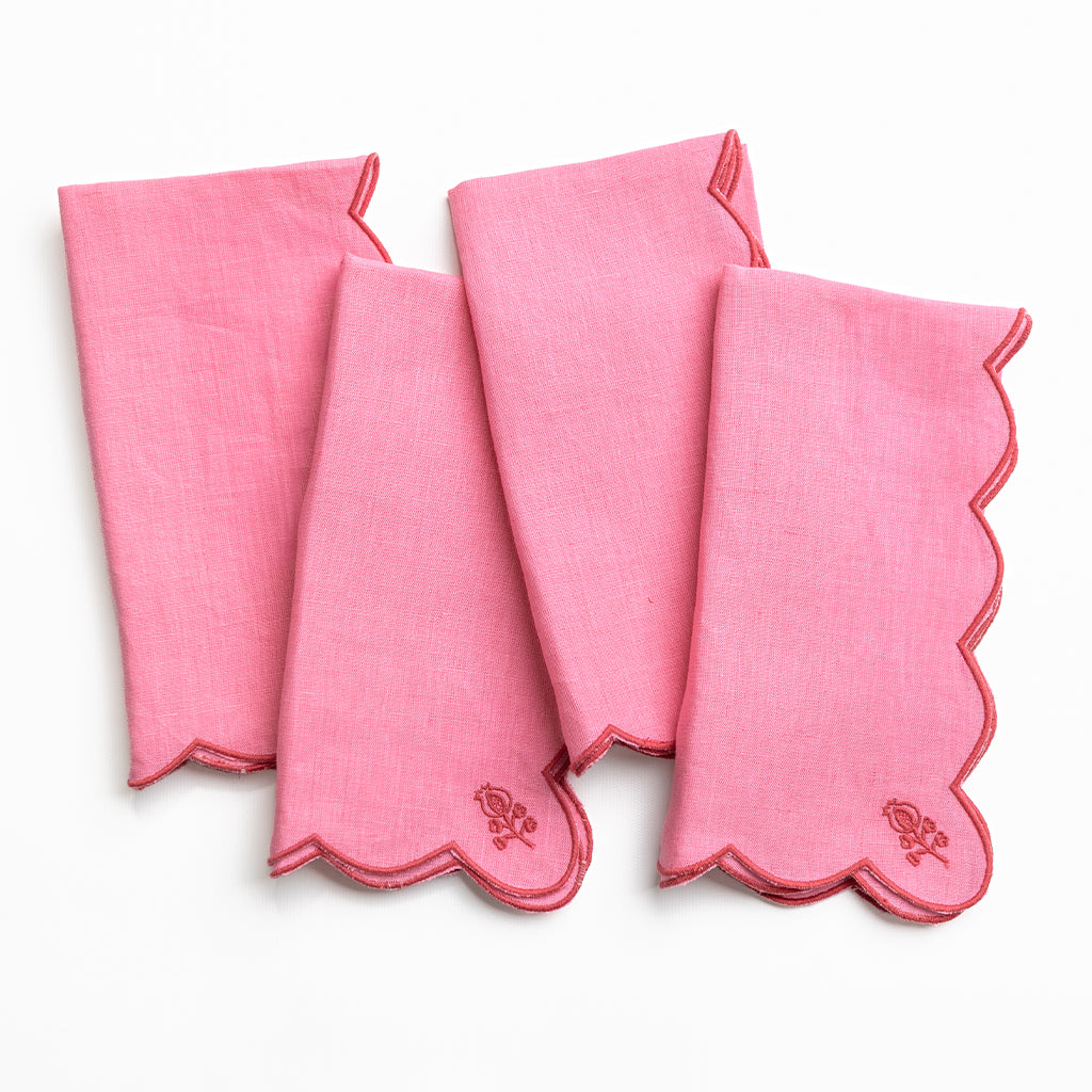 Scalloped Buti Wild Rose Napkins | Set of 4