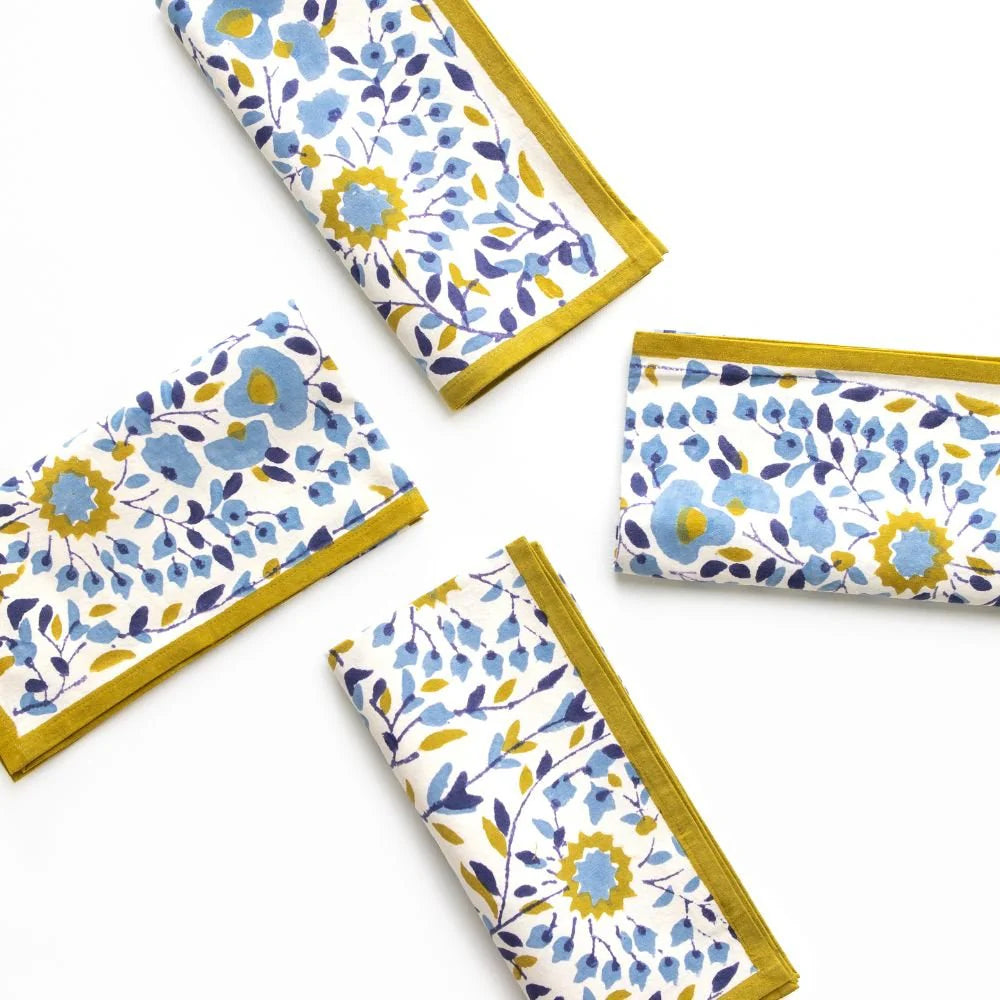 Starflower Blue & Ochre Napkin | Set of 4