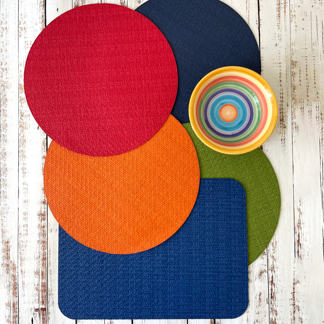 Wicker Round Vinyl Placemats | Set of 4