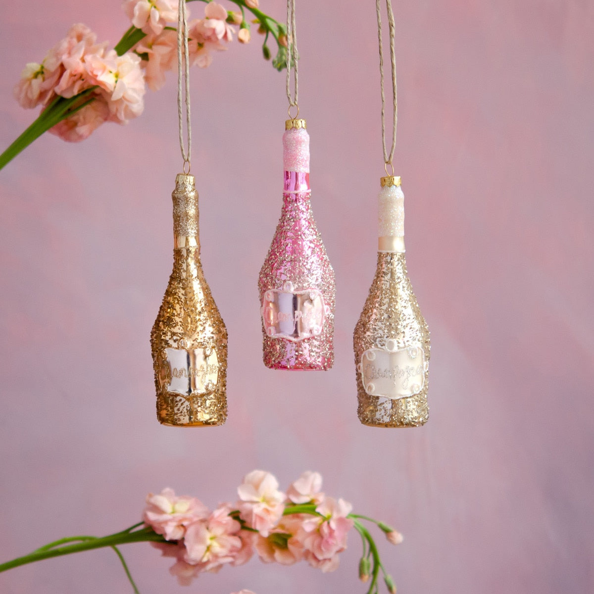 Metal Gold Champagne Bottle Ornament