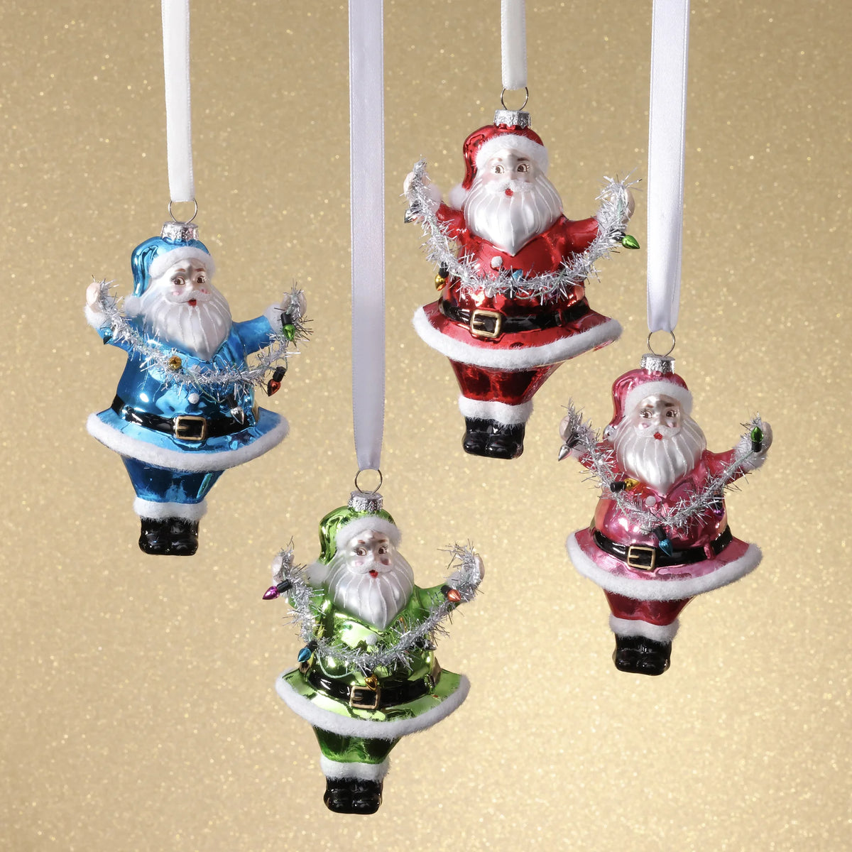 Glass Santa Ornament