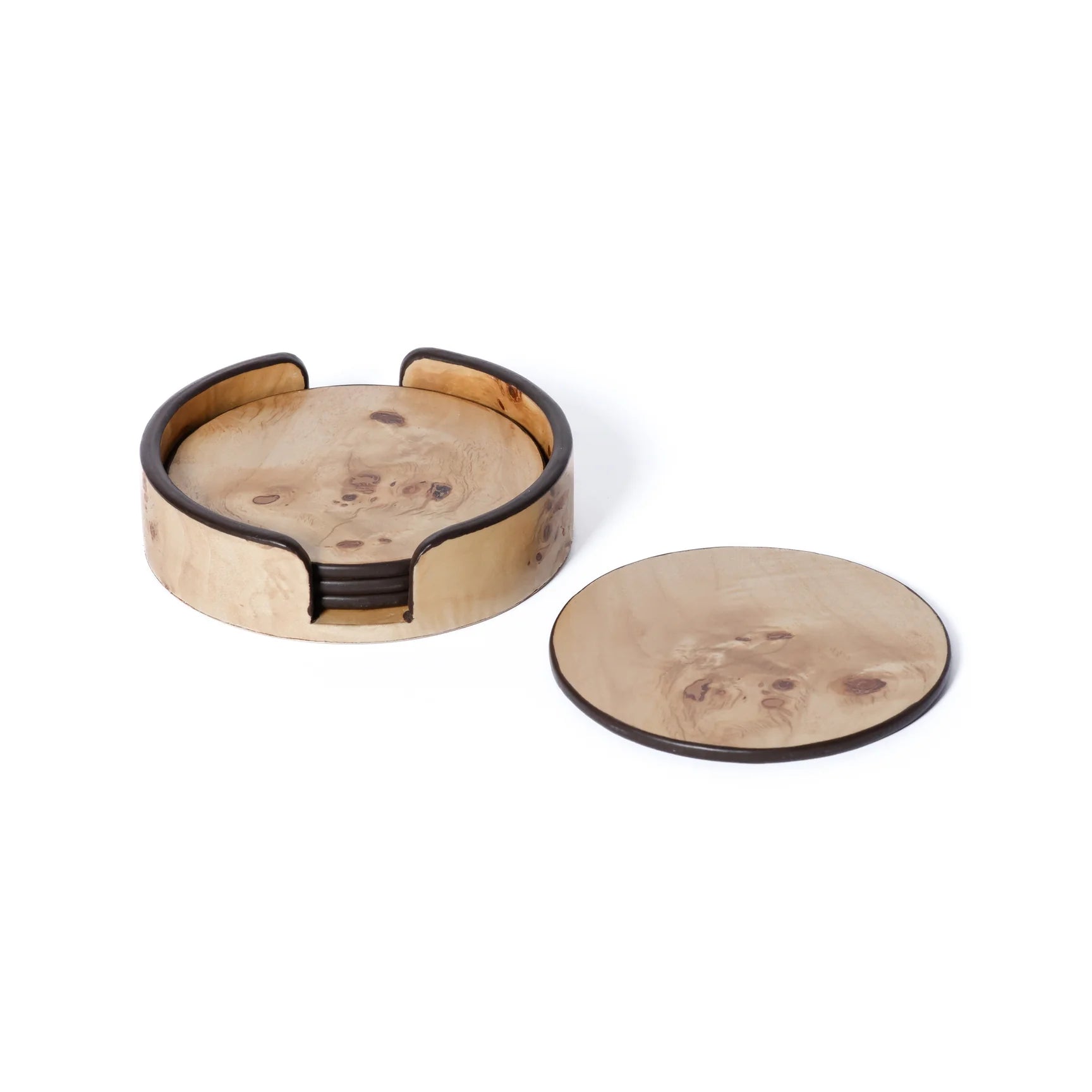 Valberg Burl Veneer Round Coaster | Set of 4