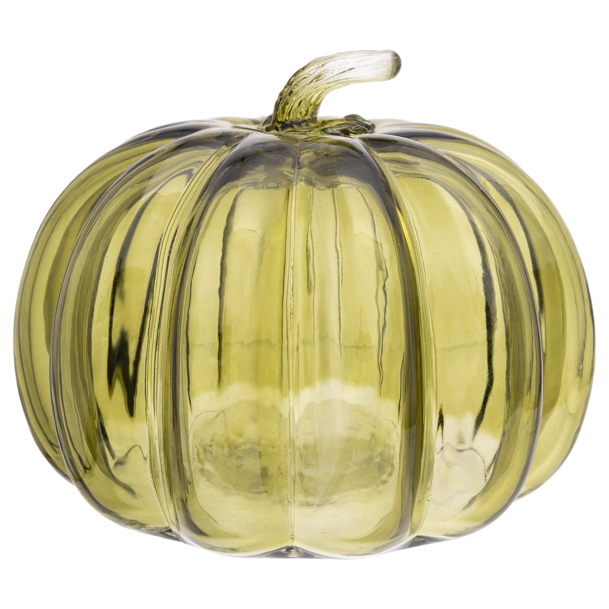 Olive Green Glass Pumpkin