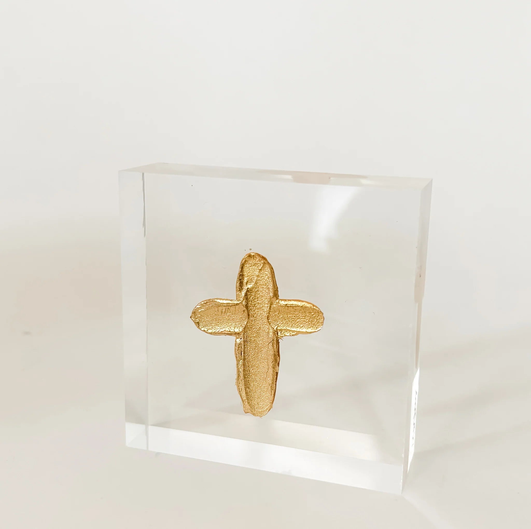 Gold Cross Acrylic Block