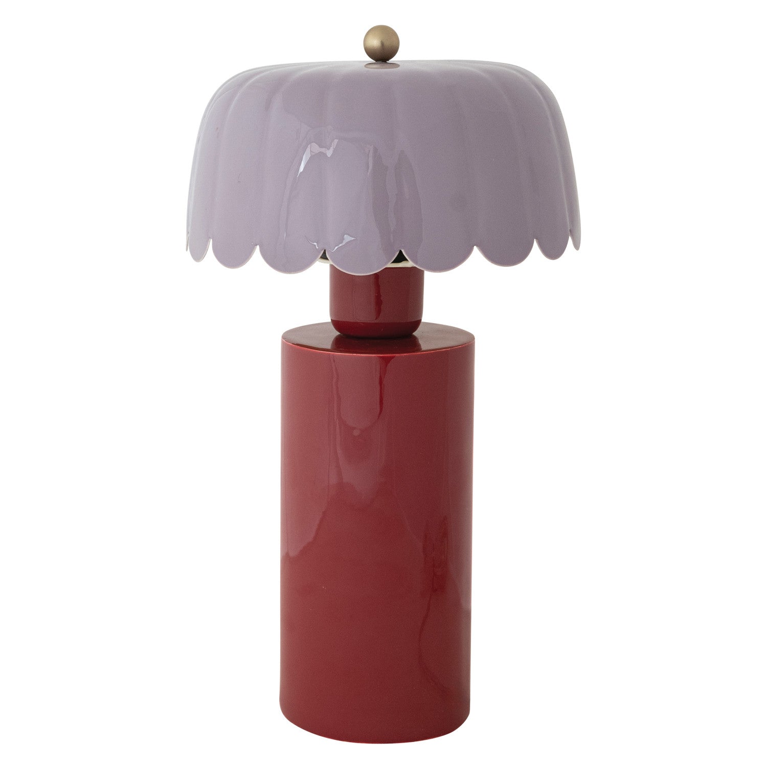 Enameled Metal Table Lamp with Scalloped Shade