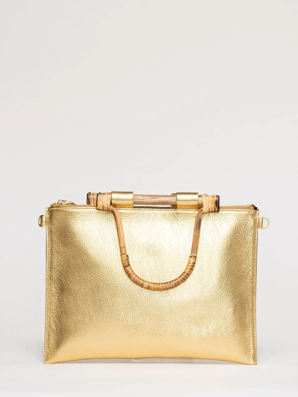 The Bamboo Clutch + Crossbody | Metallic Gold