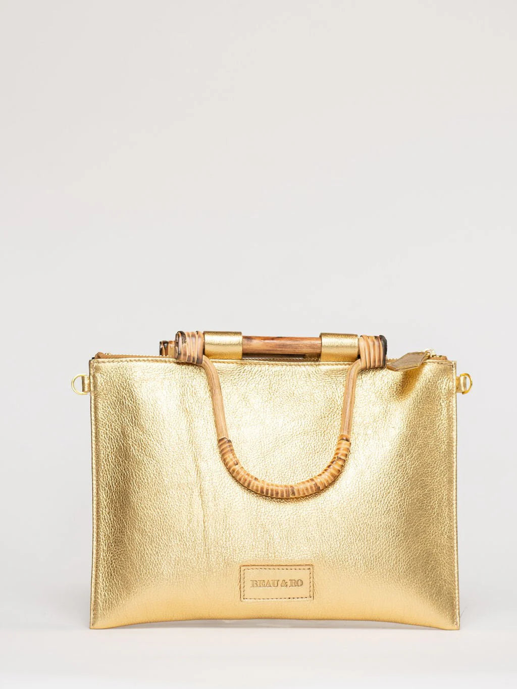 The Bamboo Clutch + Crossbody | Metallic Gold