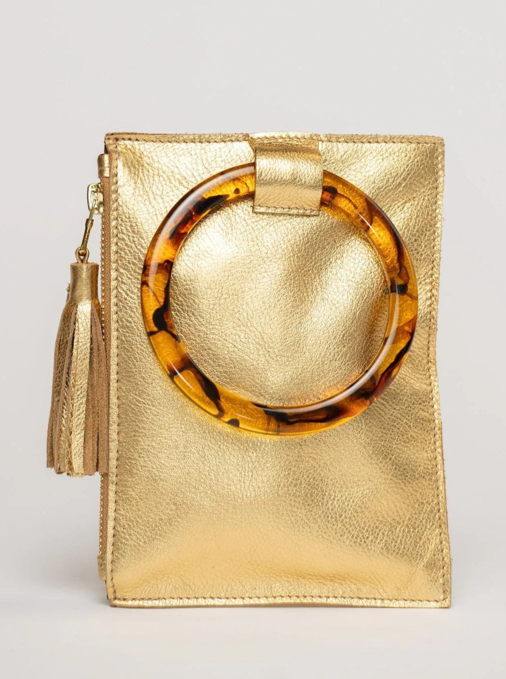 The Acrylic Ring Wristlet | Metallic Gold