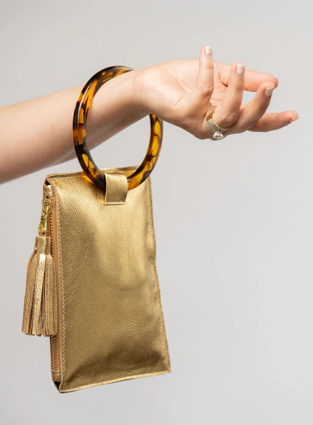 The Acrylic Ring Wristlet | Metallic Gold