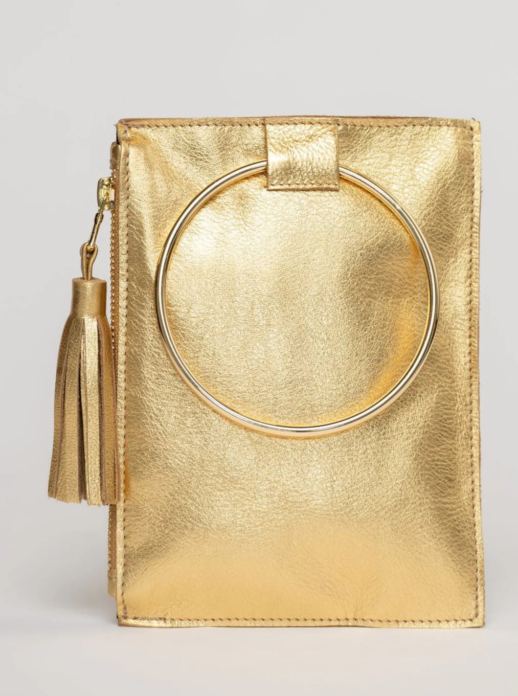 The Metal Ring Wristlet | in Metallic Gold