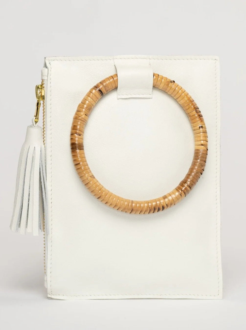 The Bamboo Ring Wristlet | White