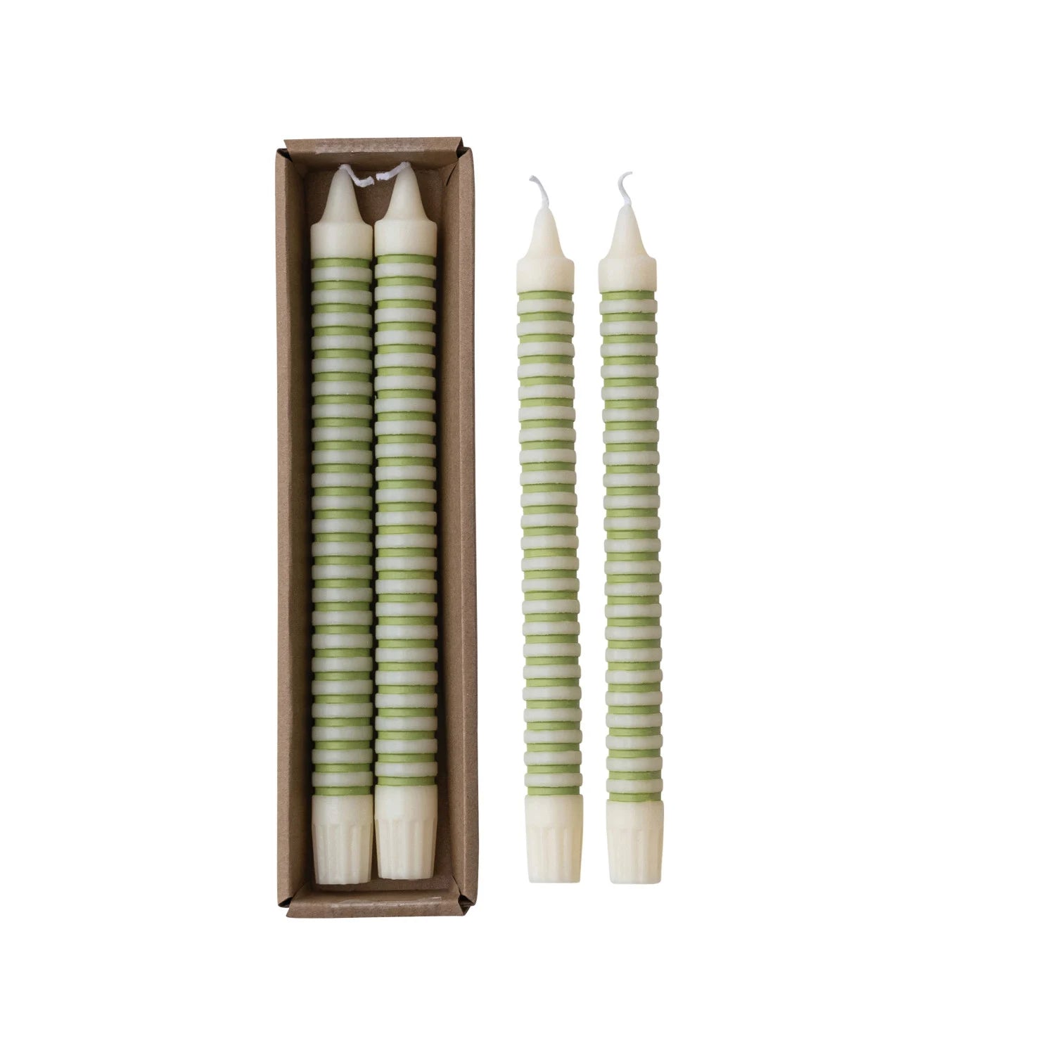 Unscented Striped Taper Candles | Set of 2