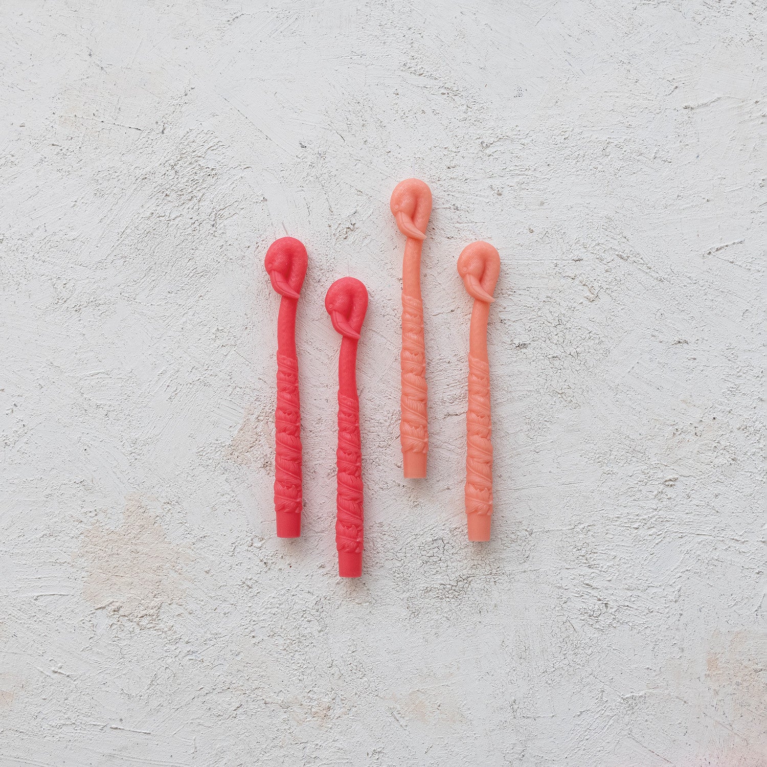 Unscented Fuchsia Flamingo Shaped Taper Candles | Set of 2