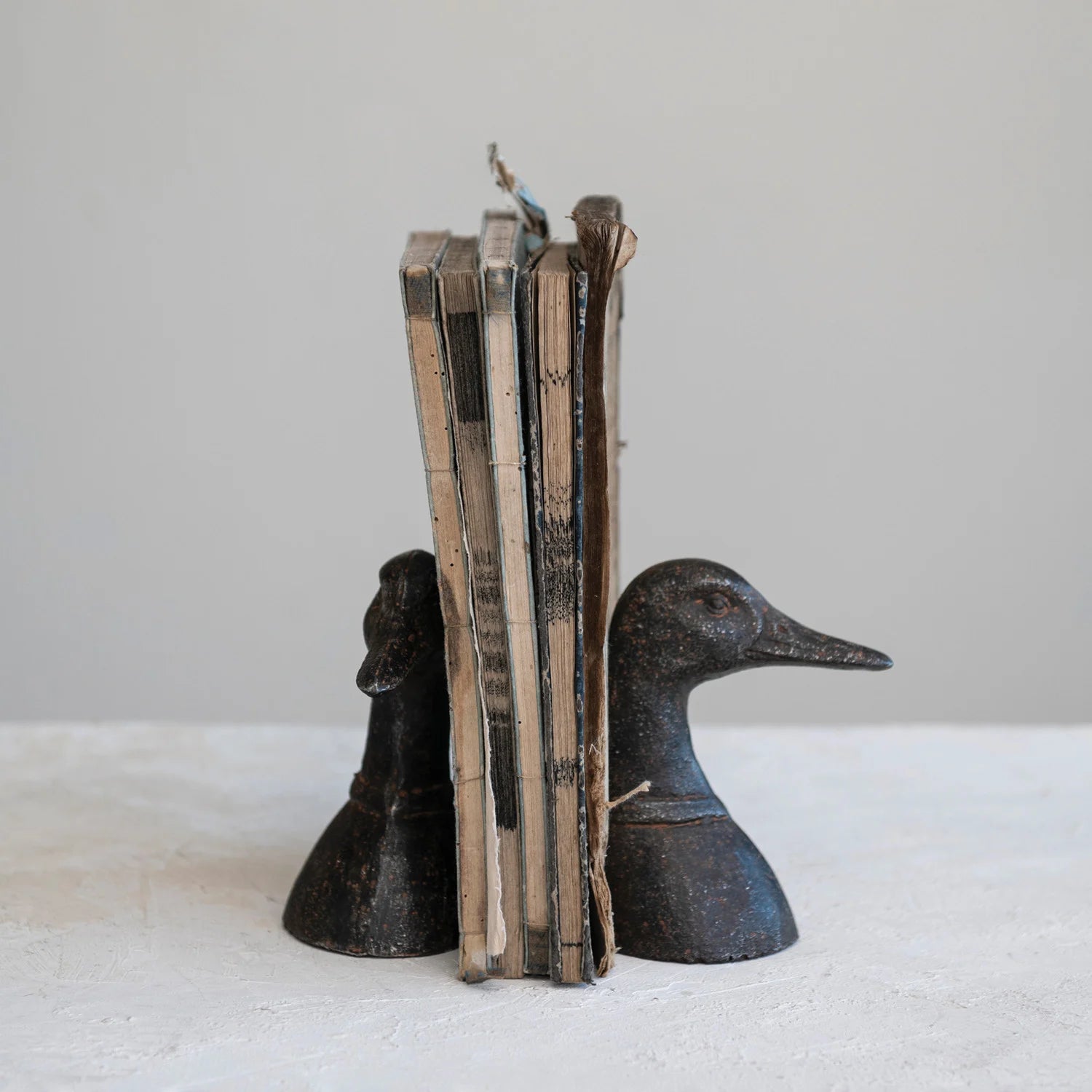 Cast Iron Black Duck Head Bookends