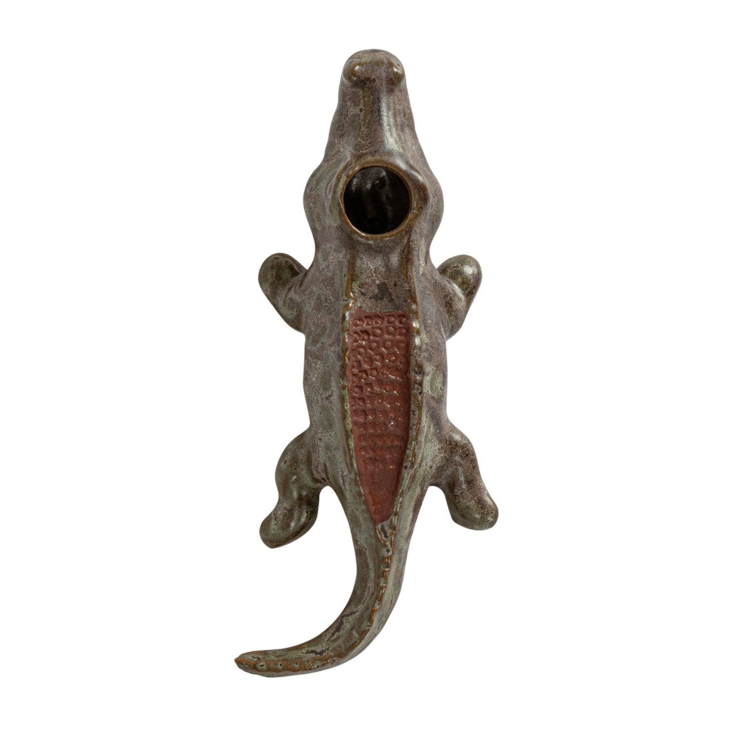 Stoneware Alligator Match Holder With Striker
