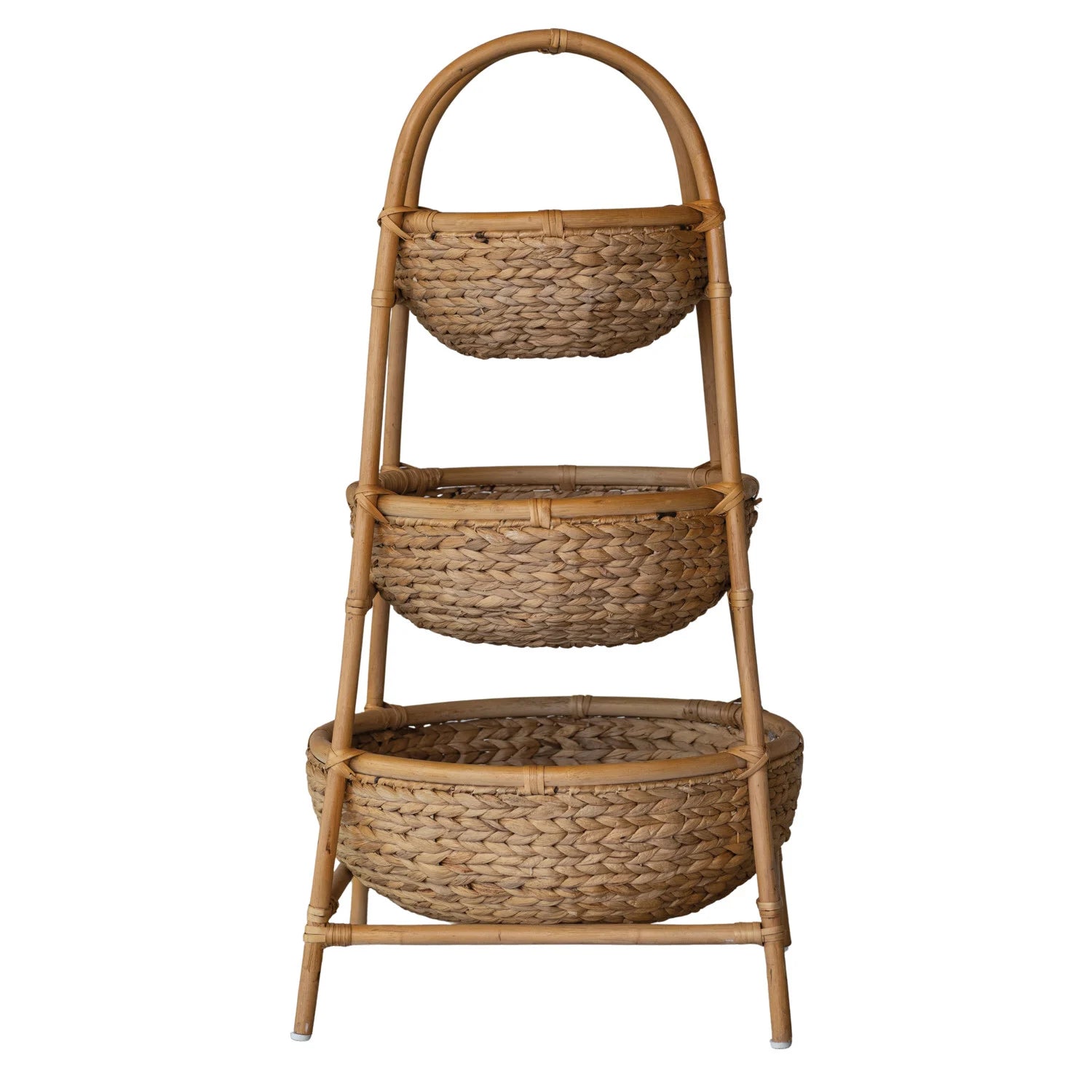 Rattan and Water Hyacinth 3-Tier Basket