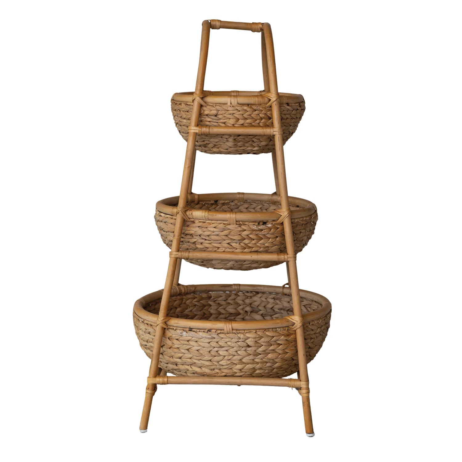 Rattan and Water Hyacinth 3-Tier Basket