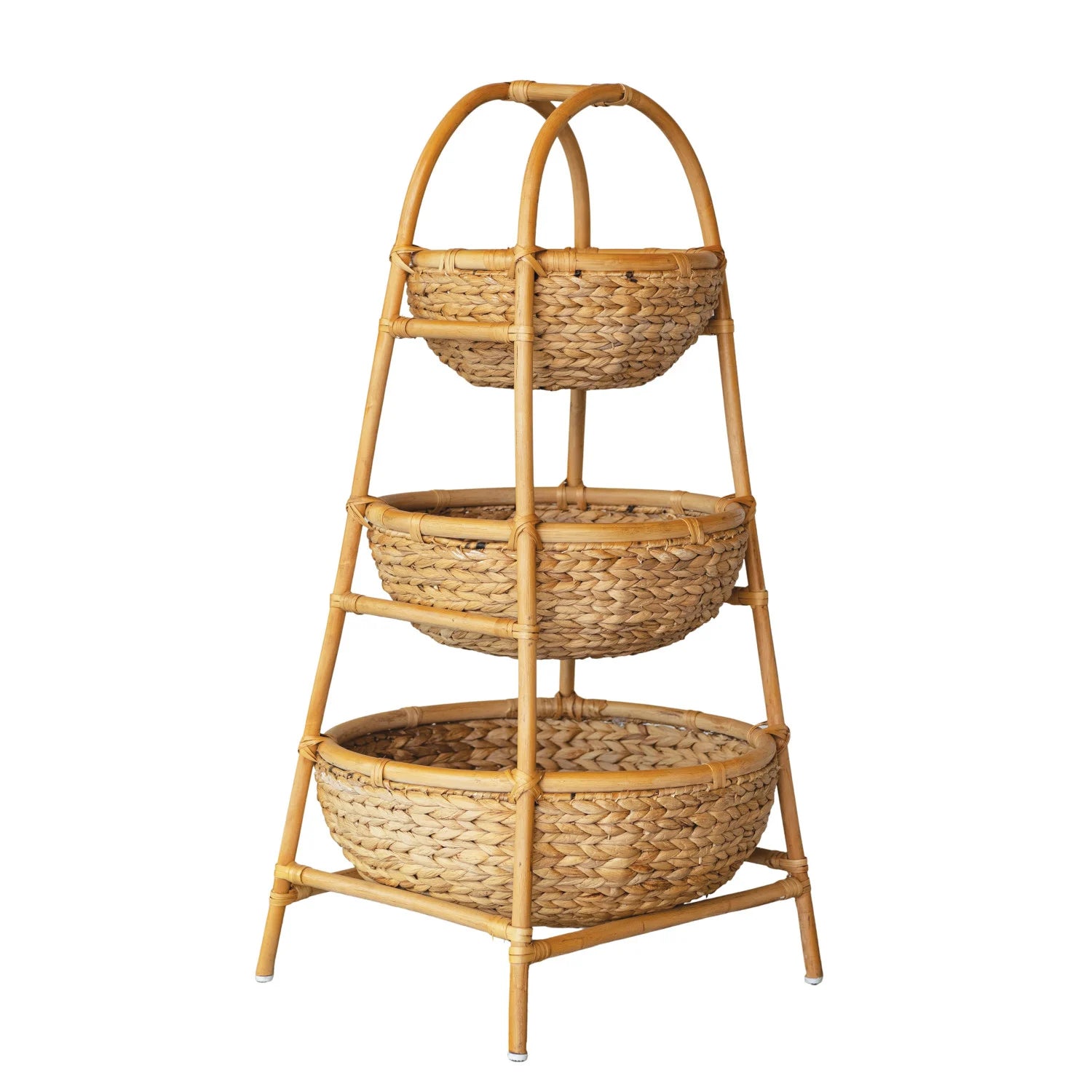 Rattan and Water Hyacinth 3-Tier Basket