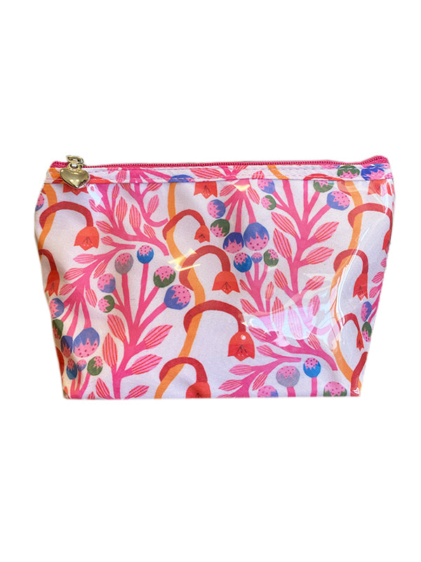 S Pink Strawberry Vine Cosmetic Bag