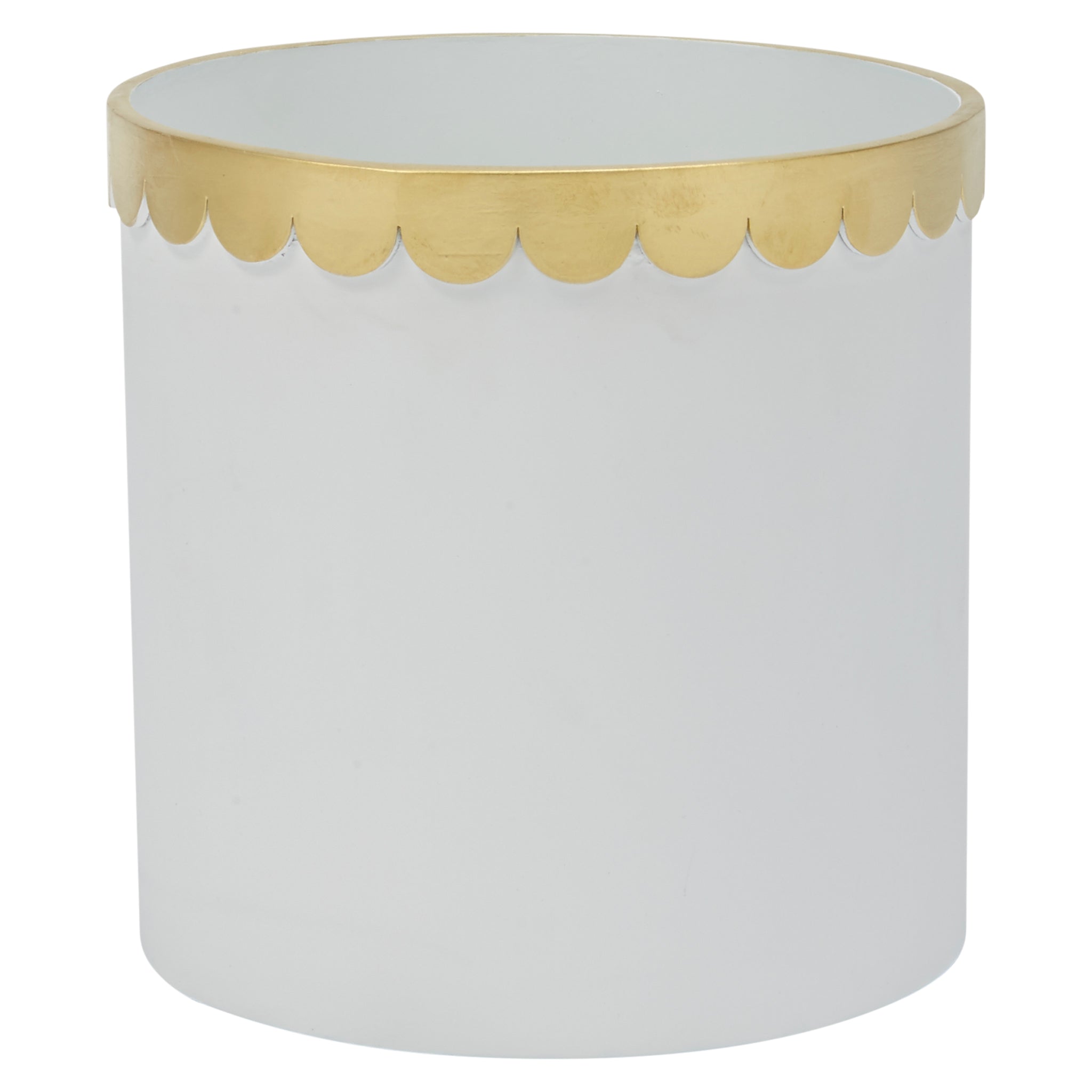 White And Gold Scalloped Round Planter