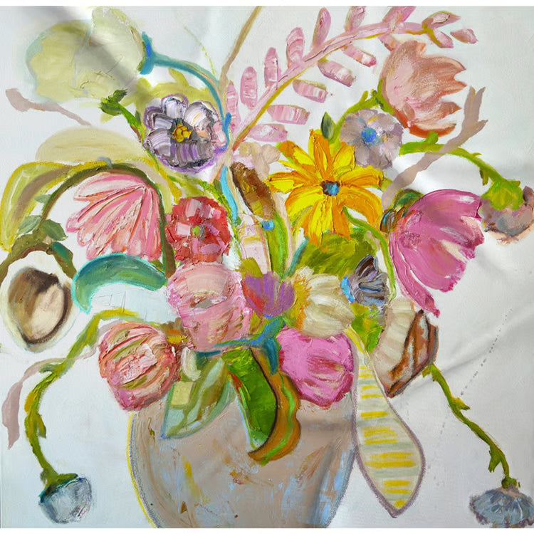 White Lotus Silk Scarf