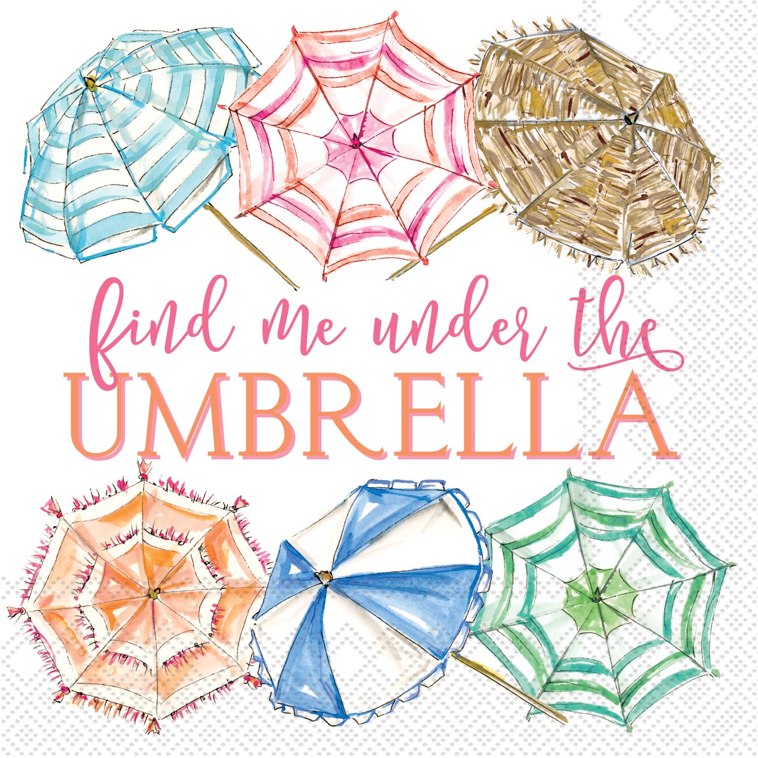 Coral Umbrella Paper Napkins