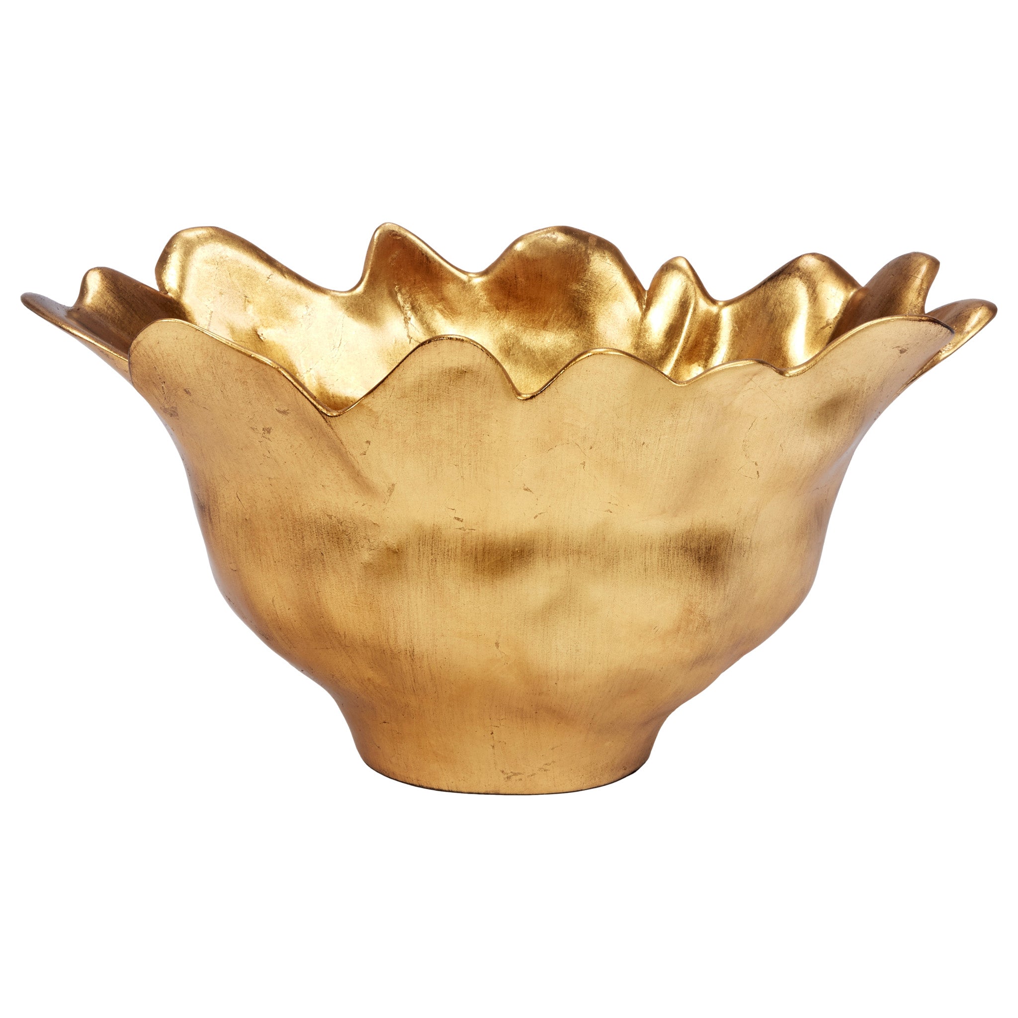 Large Oval Gold Leaf Hibbs Decorative Bowl