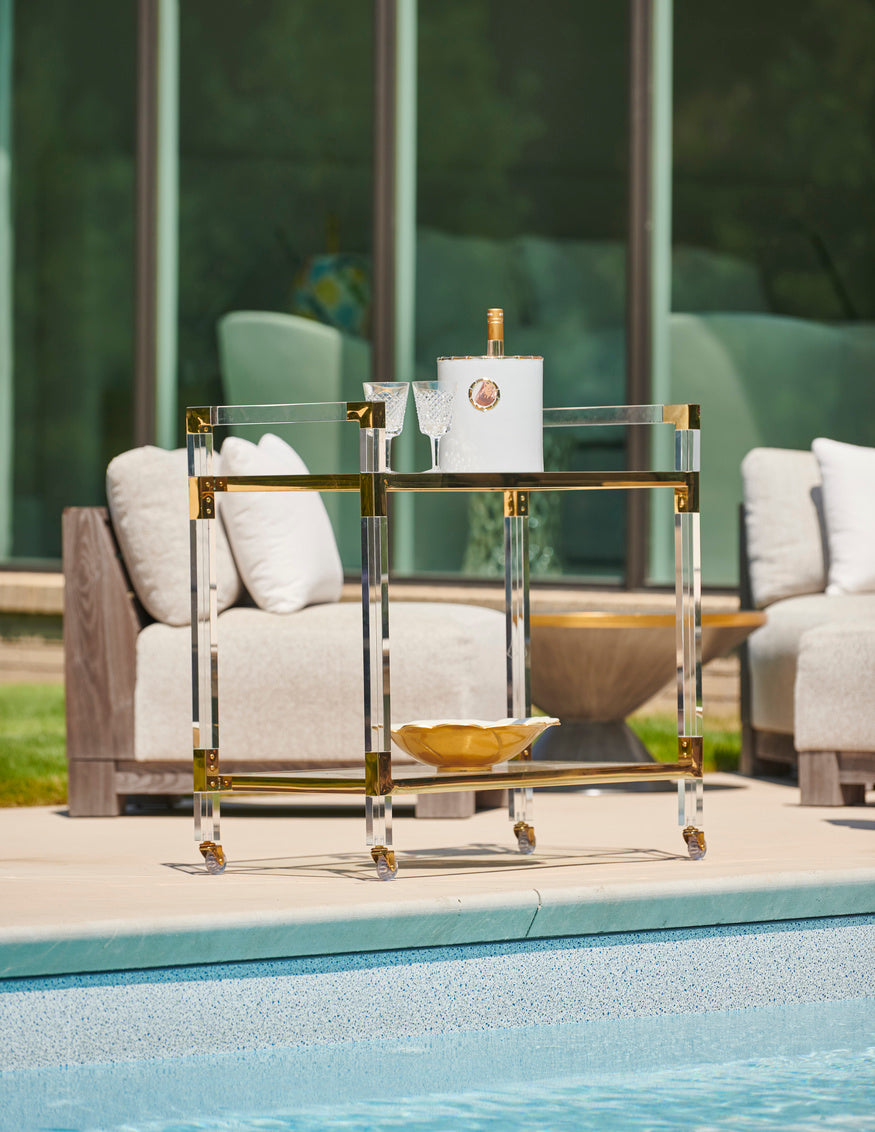 Acrylic Bar Cart - Brass