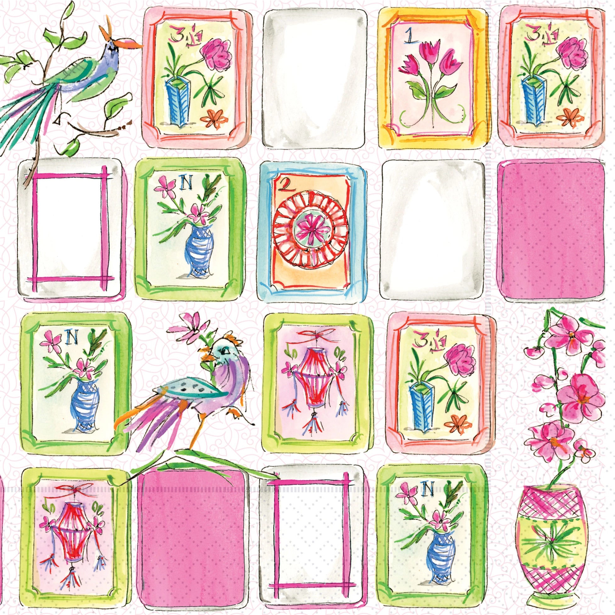 Pink Mahjong Napkins