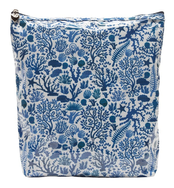 L Seashells Blue Cosmetic Bag