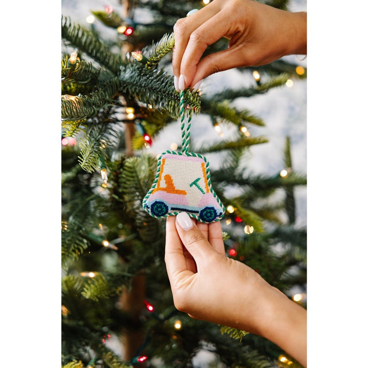 Golf Cart Needlepoint Ornament