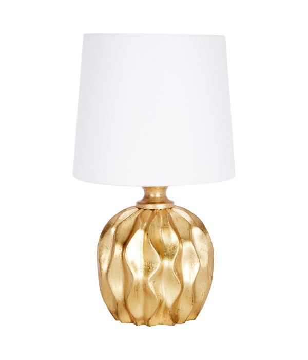 Oscar Gold Leaf Mini Lamp with White Linen Shade
