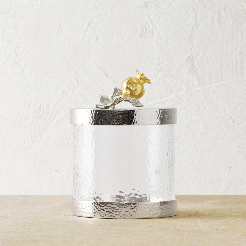 Extra Small Pomegranate Silver and Gold Canister