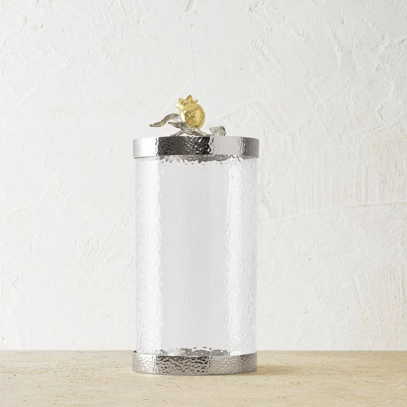 Large Pomegranate Silver and Gold Canister