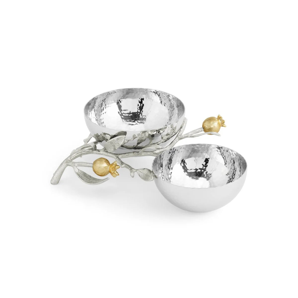 Pomegranate Silver & Gold Double Bowl